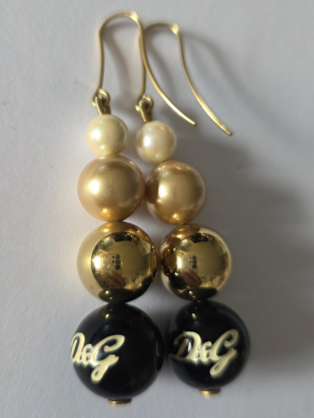 Dolce & Gabbana Gold and Black Bead Drop Earrings - Picture 4 of 5